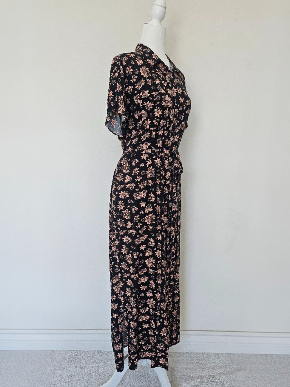 LuLaRoe Black Floral Button Front Maxi Dress Size M - Picture 3 of 12